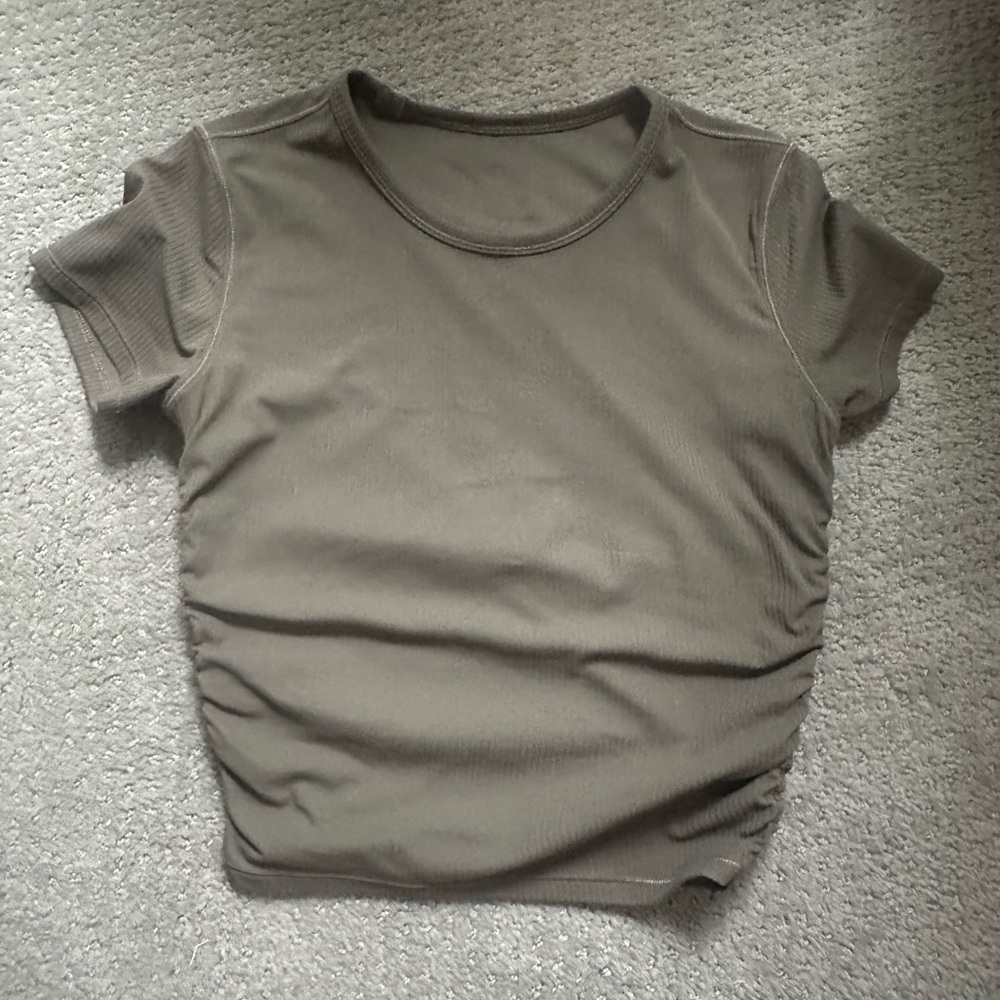 - Lululemon Athletica Gray Fitted Ruched T-Shirt